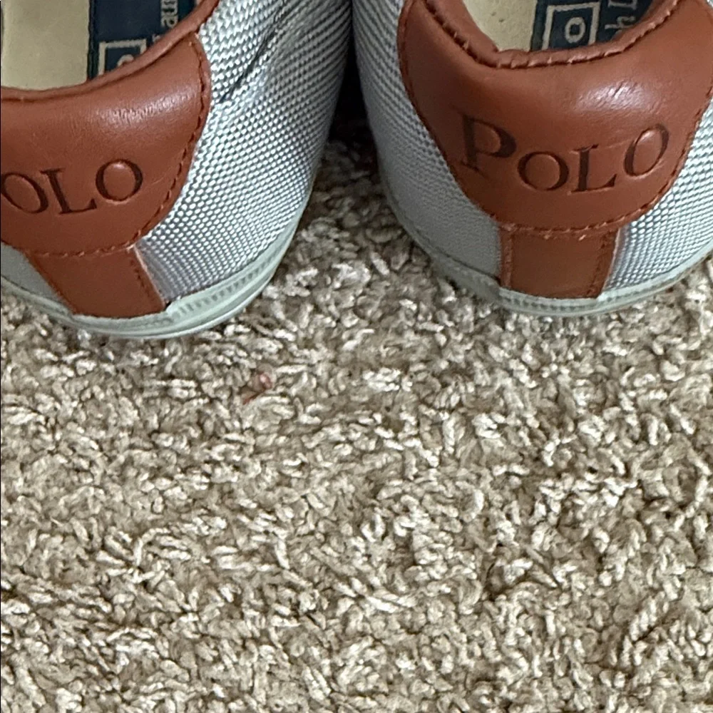 Polo by Ralph Lauren Men's Gray Sneakers with Brown Accents - Picture 5 of 5